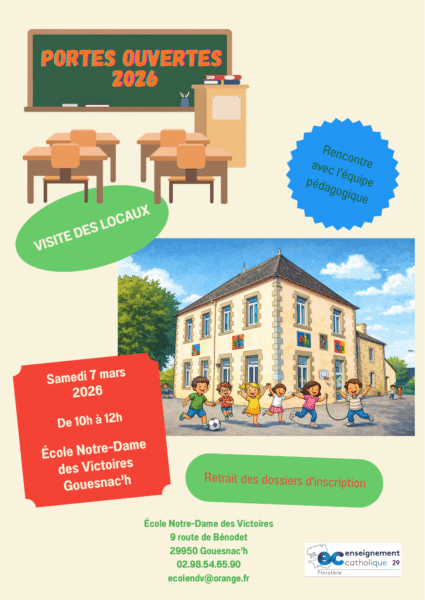 Portes ouvertes – Ecole Notre Dame des Victoires – GOUESNAC&rsquo;H